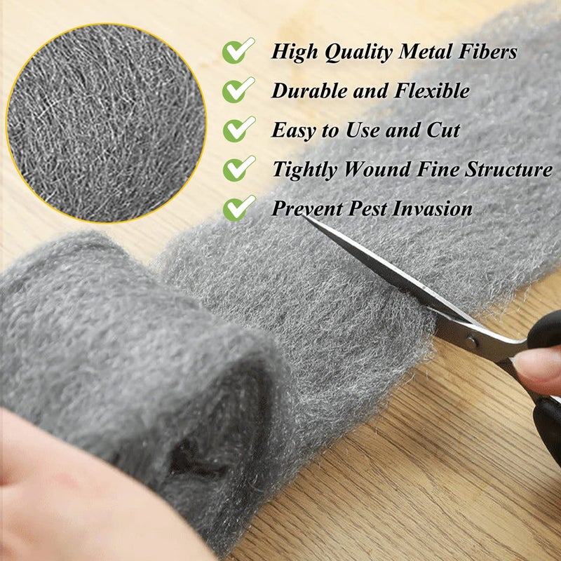 SmaringWing 5PACK Steel Wool Fill Fabric DIY Kit for Mice Control, 13 Feet Coarse Wire Hardware Cloth, Mouse Gap Blocker Hole Filler for Block Holes, Wall Cracks, Pipeline, Siding, Vents in Garden House Garage - Image 2